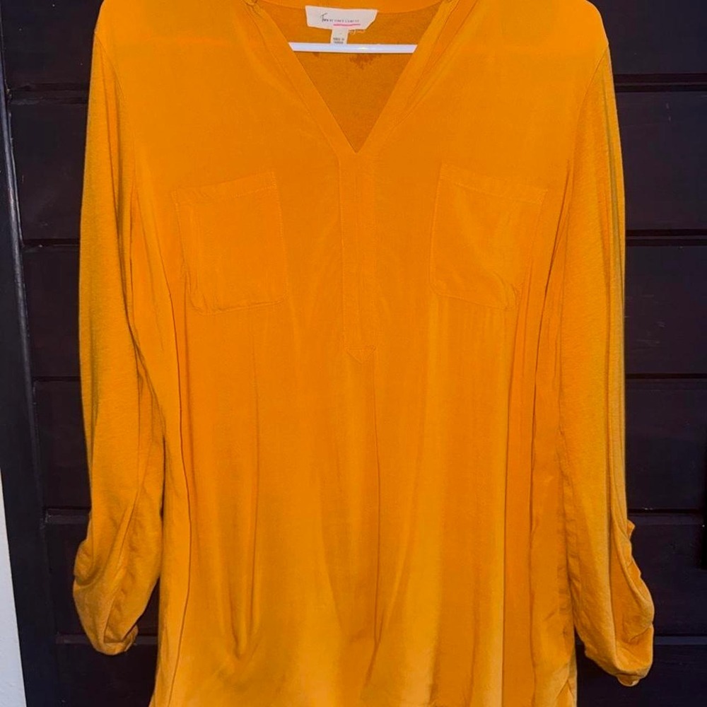 Two by Vince Camuto Mustard Tunic Blouse